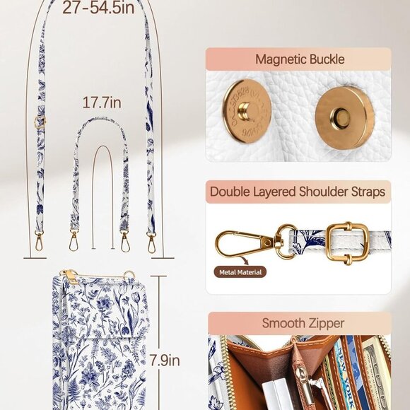 Cute Crossbody Purse Cell Phone Bags for Women - Leather Cellphone Wallet Purse - Picture 5 of 6